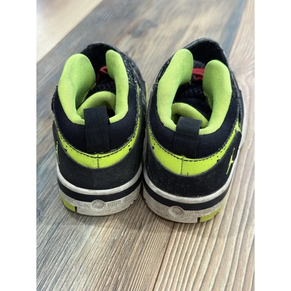 Nike Air Jordan Baby Size 8C Black Neon Green High Tops Sneakers Shoes - Picture 4 of 7